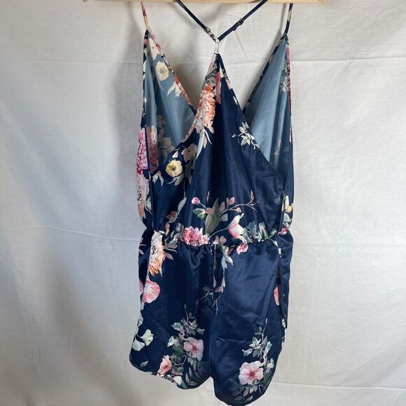 Anthropologie Flora Nikrooz Renata Luxury Lingerie Blue Floral Romper Sz… - Picture 4 of 11